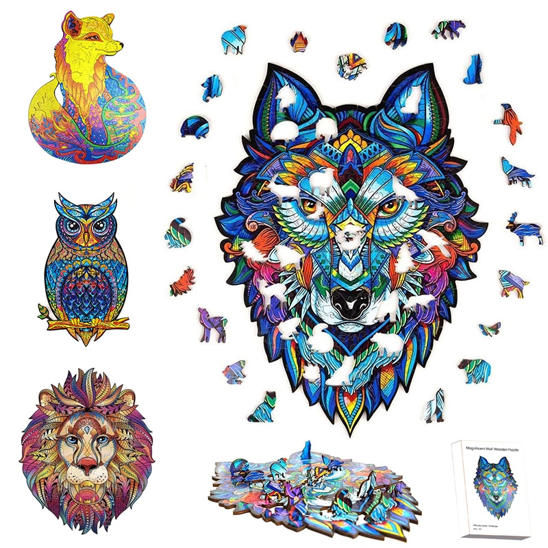 DIY Holz Tier Puzzles Set Spaß Holz Puzzles Für Erwachsene Und Kinder Montessori Interaktive Spiel Spielzeug Puzzle