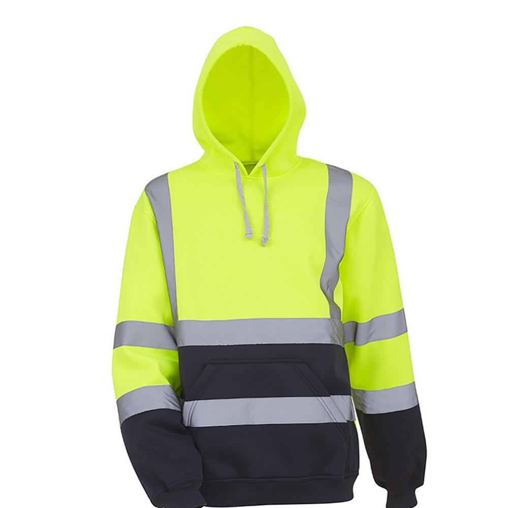 Sudadera de manga larga con capucha para hombre, abrigo reflectante de alta visibilidad: M / Rojo