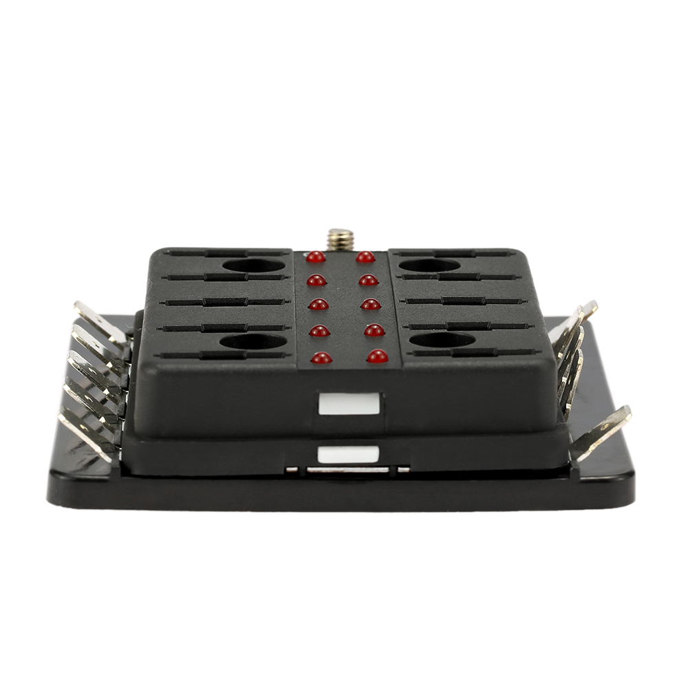 10 Way Blade Fuse Box Holder with LED Warning Light Kit for Car Boat Marine Trike 12V 24V