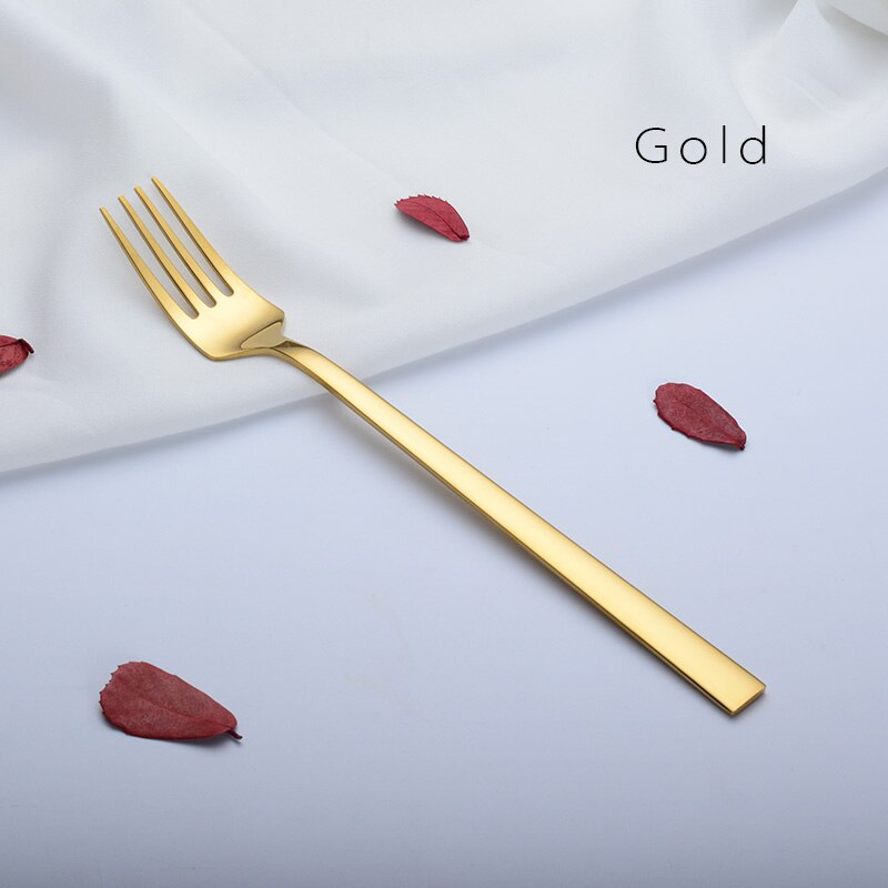 Ironx koreansk middagsgaffel farverig rustfrit stål gafler med lange skafter bestik 8.26 tommer 1 stk.: Guld