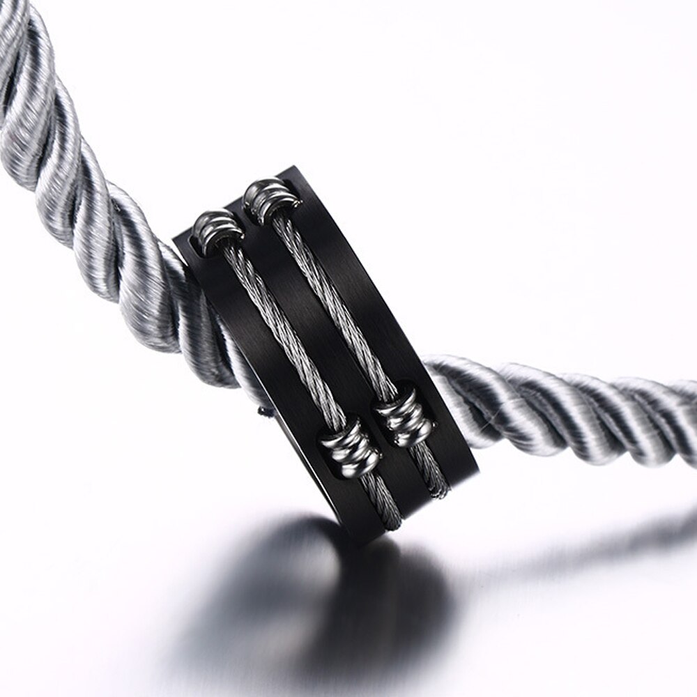 Klassieke Draad Kabel Biker Ringen Voor Mannen 316L Rvs Geborsteld Mannelijke Jongen Signet Vinger Bands Sieraden