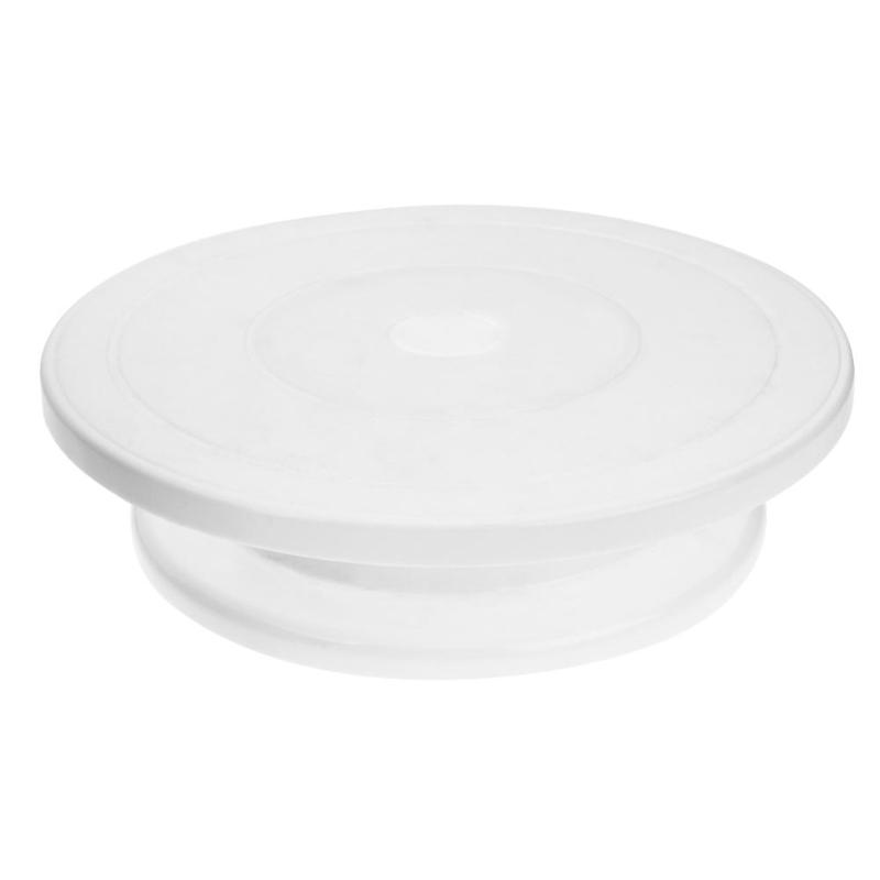 28 Cm Plastic Taart Draaitafel Roterende Anti-Slip Taart Decoreren Draaitafel Taart Draaitafel Ronde Cake Stand Keuken Bakken gereedschap: WHITE