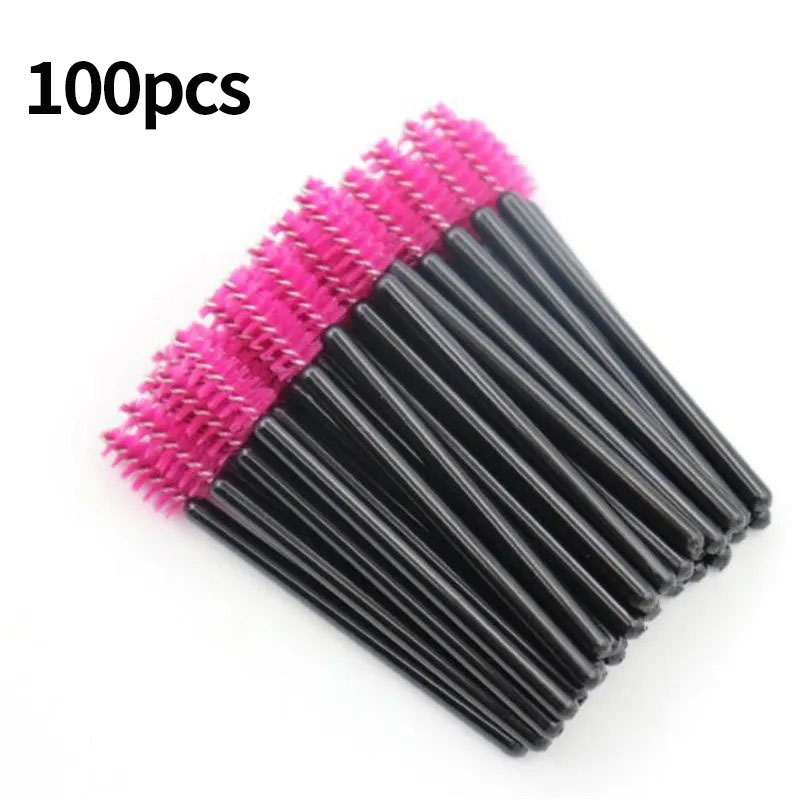 100 pçs escovas de cílios descartáveis carretéis micro lash rímel varinhas pentes atacado para extensão de cílios maquiagem ferramentas cosméticas: Laranja