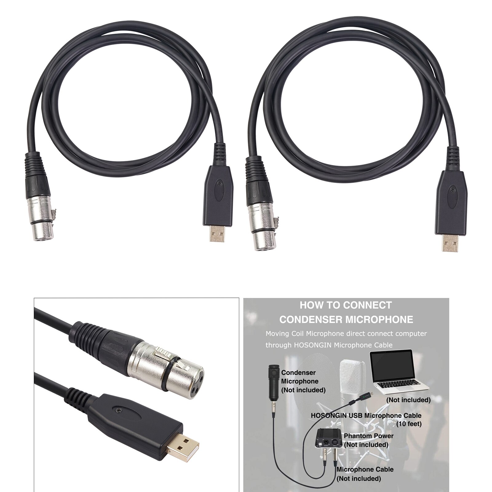 USB Male to 3 Pin XLR Female Microphone MIC Studio Audio Link Cable
