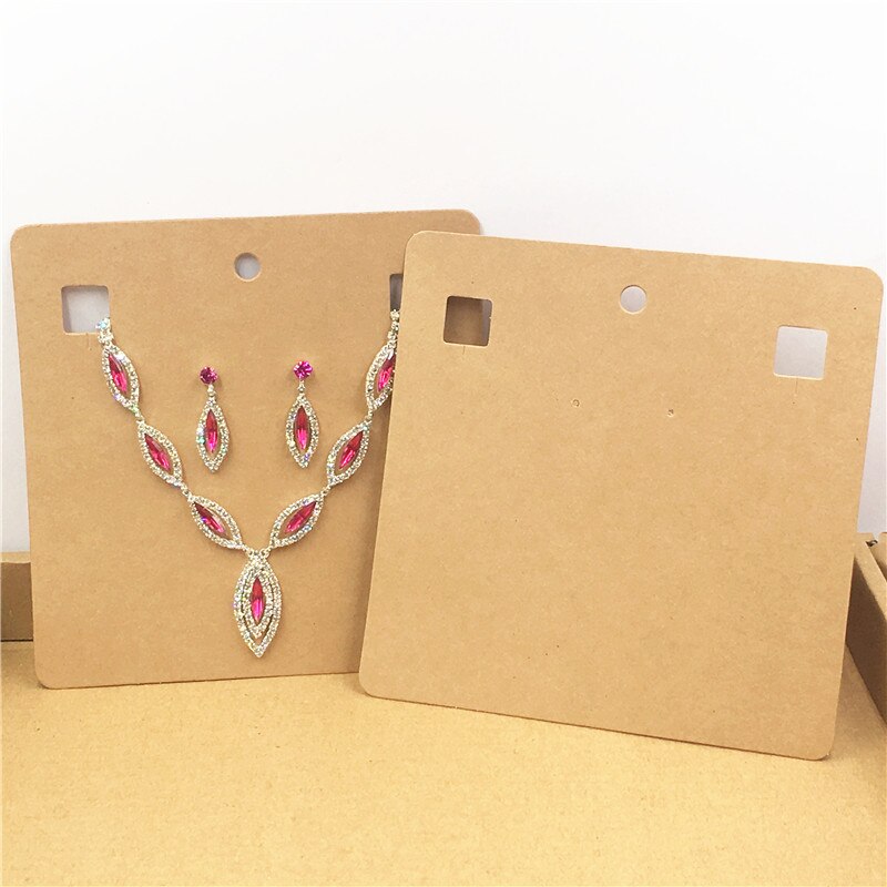 Cartón marrón de papel Kraft, 12 unidades por lote, collares y pendientes para exhibiciones de, tarjetas, joyería de , colgante, tarjeta de embalaje para exposición, 15x15cm