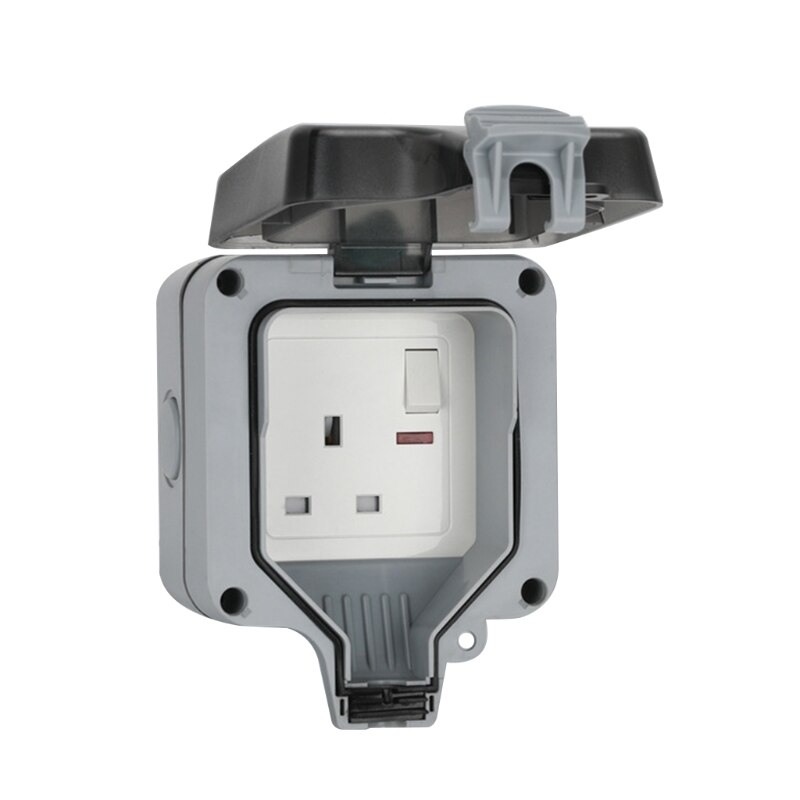 UK/EU Plug Electrical Wall Socket Outdoor Waterproof Replaceable Switch Dust-proof Power Outlet for Garden Courtyard Lawn: UK-1