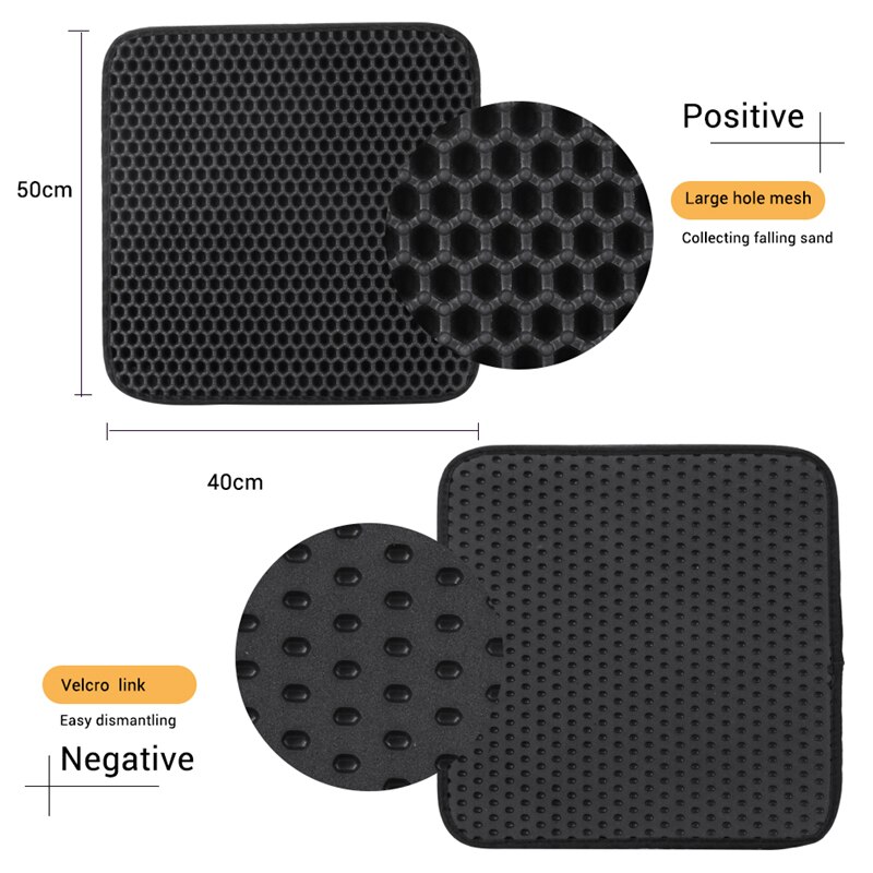 Cat Litter Mat Double-Layer Honeycomb Rubber Pet Sand Litter Trapper Mat Non-Slip Waterproof Bottom Kitten Toilet Carpet Pad Rug