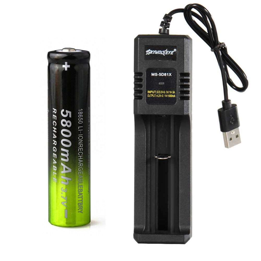 5000 Mah/5800 Mah 18650 Batterij + Smart Universele Oplaadbare Li-On Batterij Usb Oplader Voor Koplamp Zaklamp