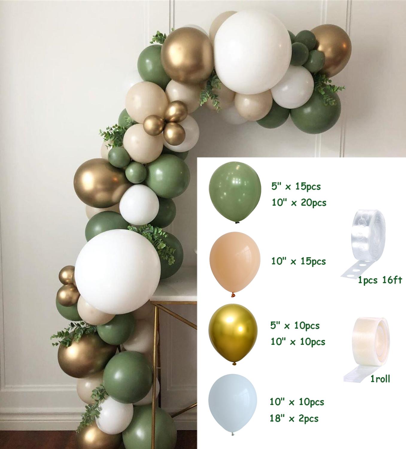 84 st avokado grön ballong krans båge kit krom guld latex ballong uppsättning födelsedagsfest dekorationer barn baby shower tillbehör: Default Title