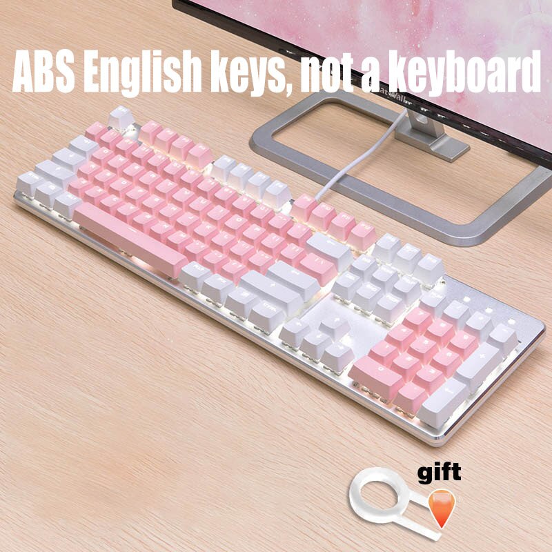 Russian/ PBT English Languag Keycaps Variety Of Color Choices For Cherry MX Mechanical Keyboard Key Cap Switches 104 Keys: white Powder English