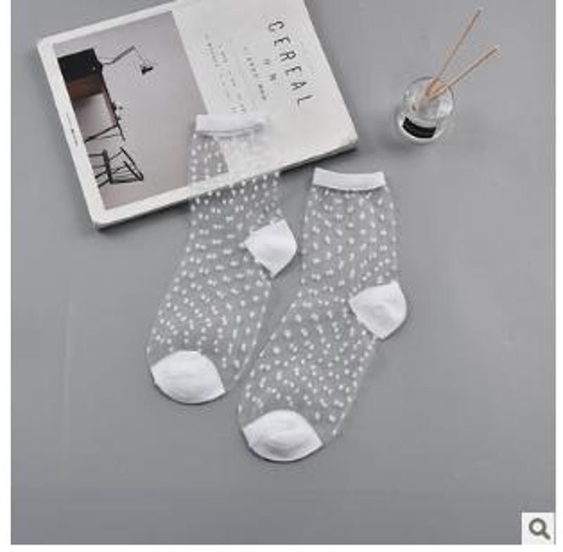 Spring Lace Transparent Crystal Lady Socks 10 Colors Comfy Sheer Silk Ankle Socks MOU QX2D