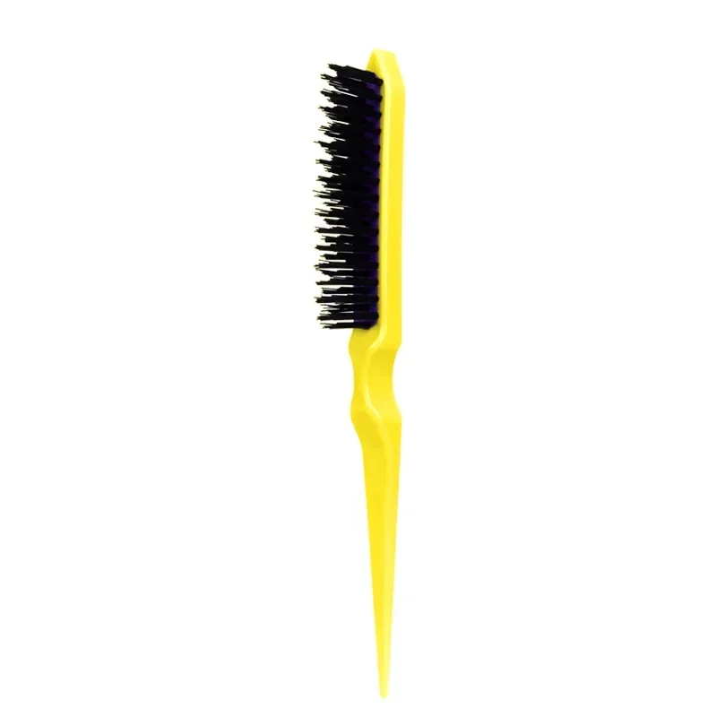 Salon Teasing Back Hair DIY Brushes Boar Bristle Wood Slim Line Comb Hairbrush Extension Hairdressing Styling Tools: Yellow