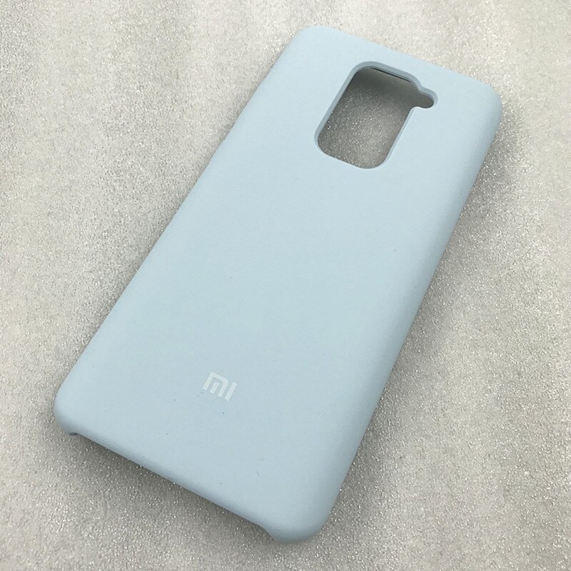 Originele xiaomi redmi note 9 zijdezachte, zachte, vloeibare siliconen beschermhoes voor de redmi 10x met 4g witte logo's: Voor redmi note 9 / Lichtblauw