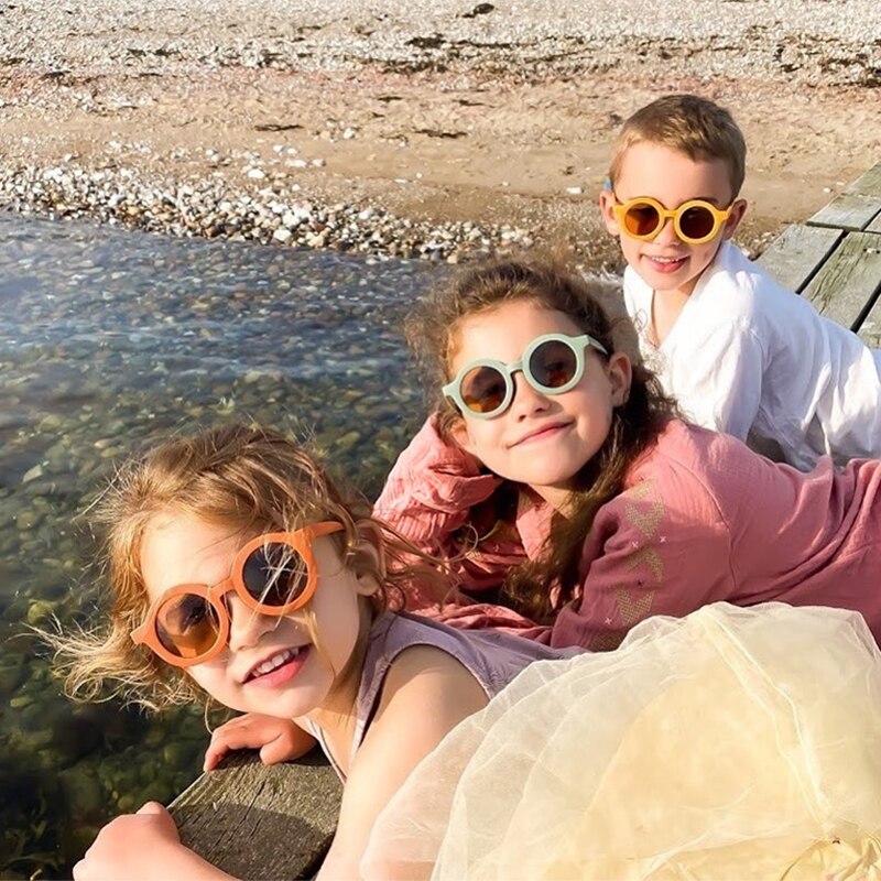 Xojox børn dekorative solbriller vintage runde søde piger drenge briller udendørs børn nuancer briller retro baby solbriller