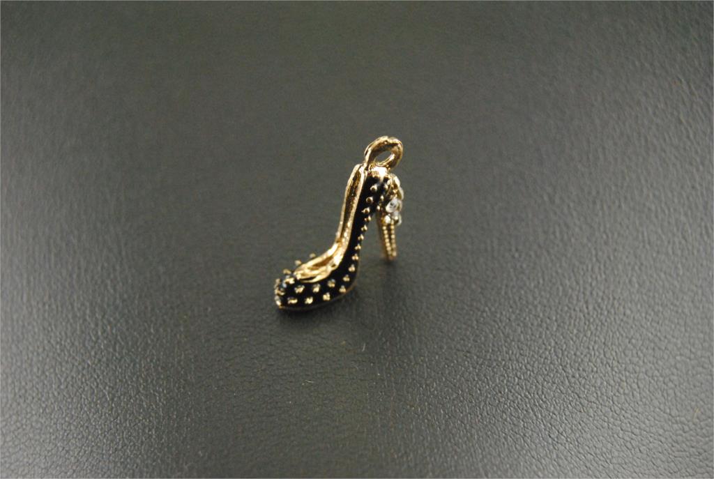 12pcs Gold Mix Colors Enamel Cubic High Heel Shoes Charm DIY Metal Bracelet Necklace Jewelry Findings A3084: black