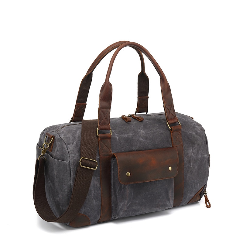 Reisbagage voor heren, olie- en waxcanvas reistassen, waterdichte weekendtas, schoudertas met grote capaciteit voor heren