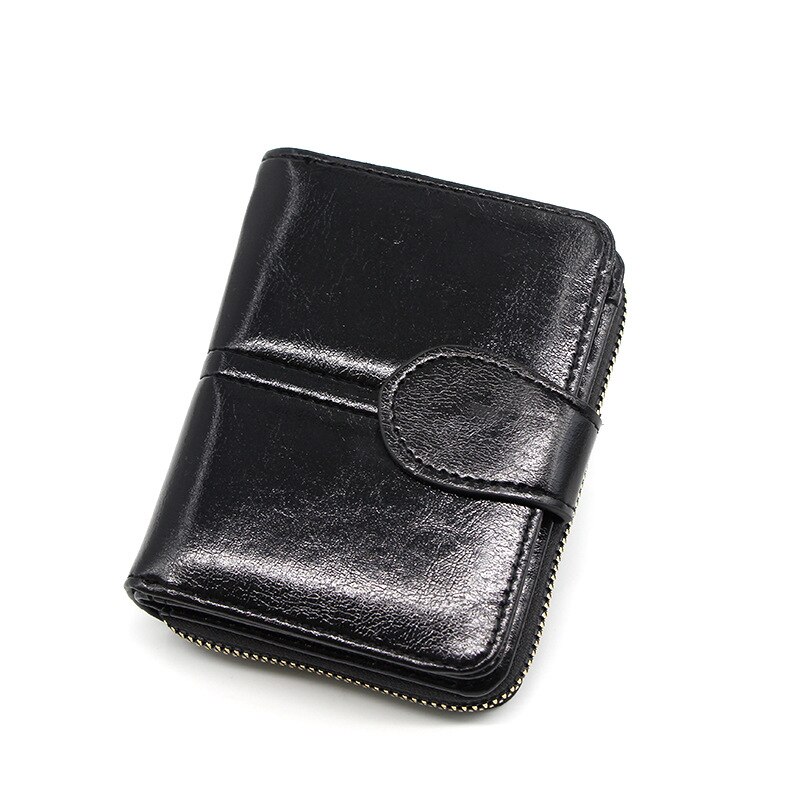 Purdored-porta-cartões de couro pu feminino/masculino com zíper, estojo para cartões de visita, bolsa para moedas, 1 peça: black