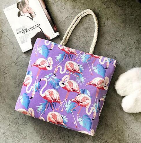 Neuestes modell Flamingo Segeltuch handtaschen, große kapazität, lässige schultertasche, lässige schlichtheit, Hochschule-schultasche  cz240: Lila