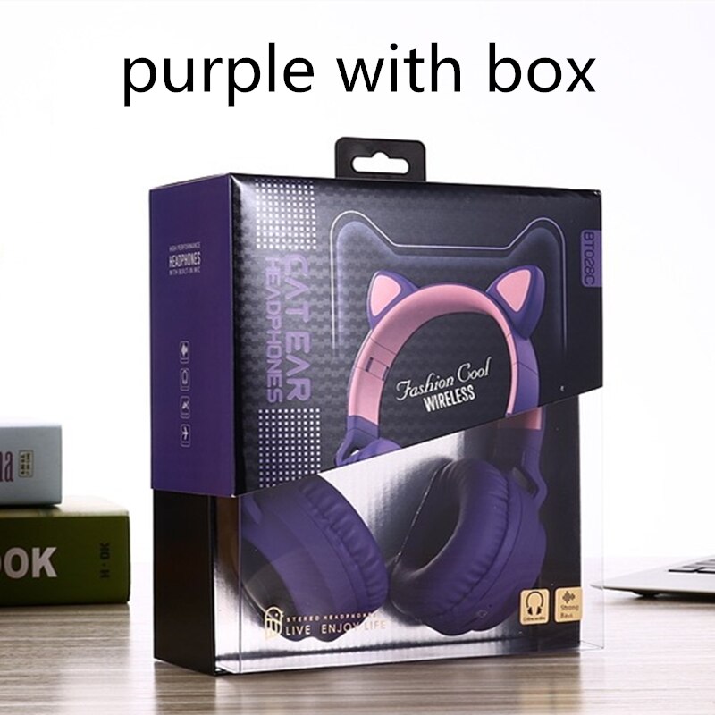 LED Cat Ear Noise Cancelling Headphones Bluetooth 5.0 Young People Kids Headset Support TF Card 3.5mm Plug With Mic