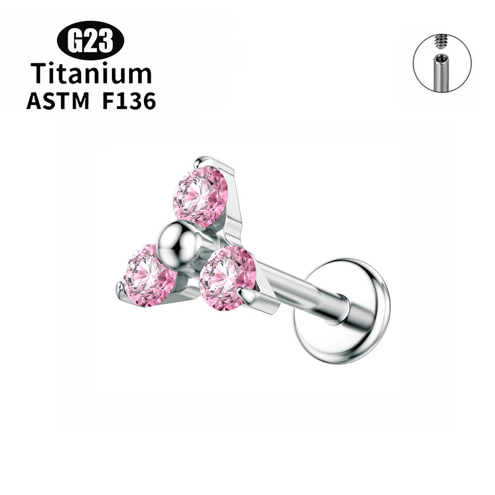 F136 Piercing de titanio 16G hilo interno labio cartílago 5A Piercing de circón ópalo Tragus pendientes joyería para Piercing corporal 2024: Rojo / Color dorado