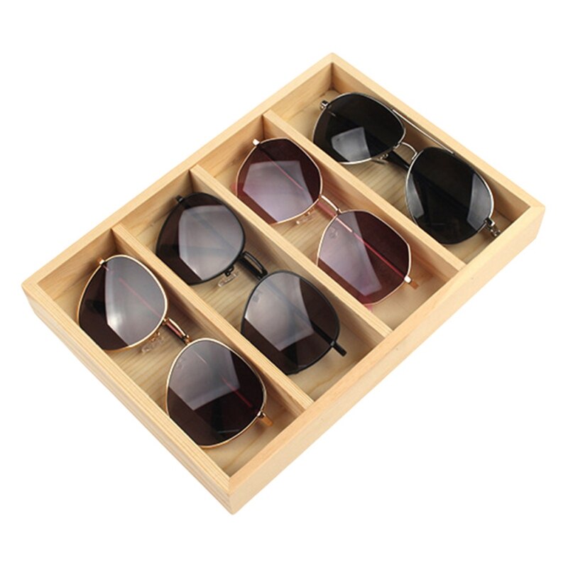 Bandeja de exhibición de gafas de sol, estuches de gafas de , lino, 4/5/6 rejillas, accesorios de exhibición, bandeja organizadora de joyas