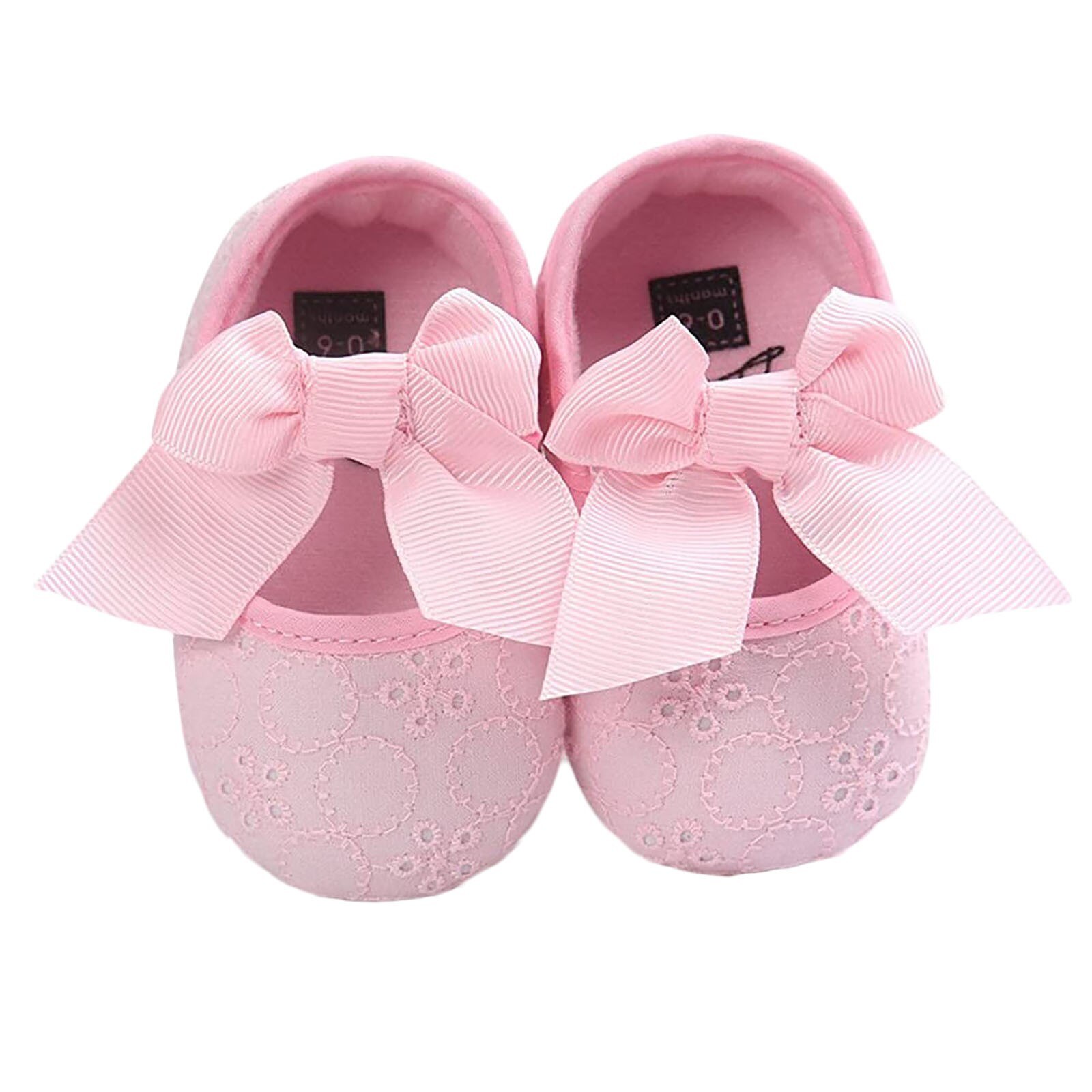 Chaussures brodées à semelle souple pour bébé fille, chaussures de princesse à nœud, tendance Kawaii,