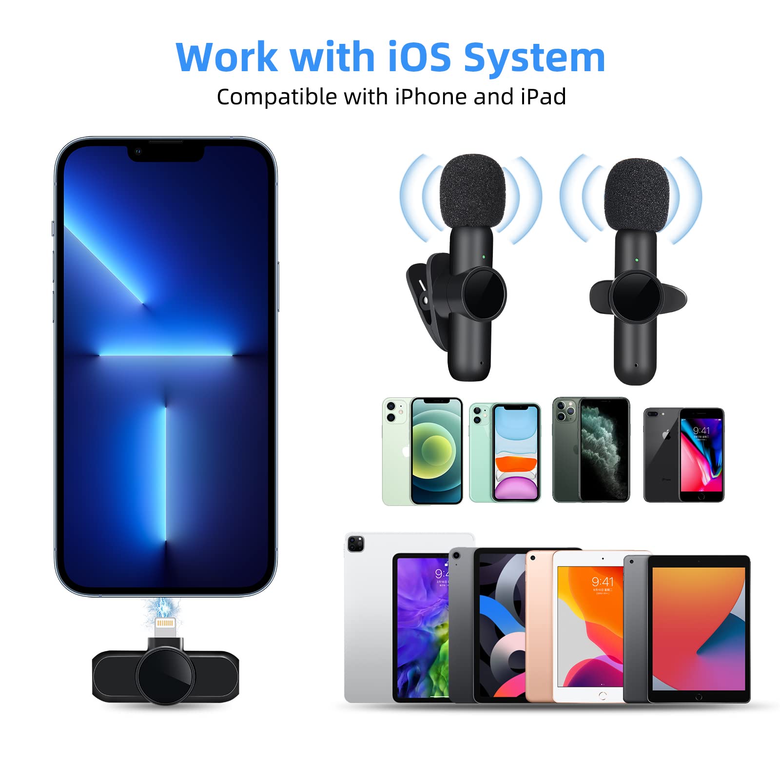 Bezprzewodowy mikrofon krawatowy 2.4G z redukcją szumów nagrywanie audio-wideo dla iPhone'a/iPada/Androida/Xiaomi/Samsunga mikrofon do gier na żywo
