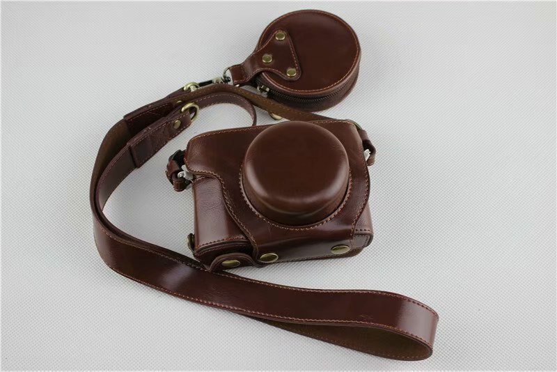 Étui en cuir Pu avec sangle pour appareil photo, sac de luxe pour appareil photo Olympus EPL9 E-PL9 EPL10 14-42mm, Mini pochette pour batterie ouverte,: Coffee