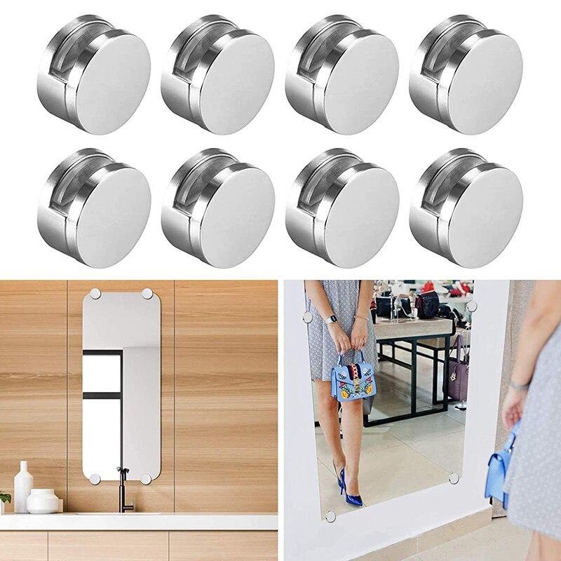 8 Pcs Mirror Clip Set Mirror Holder Clips Zinc Alloy Mirror Holders for Walls Fixed Fitting for 3-5mm Thick Mirror