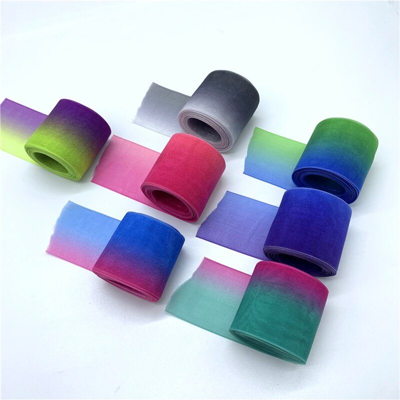 5 Yards/Lot 38mm Kerst Lint Organza Regenboog Lint Handgemaakte Boog Voor Bruiloft Kerst Decoratie DIY Wikkelen Ambachten