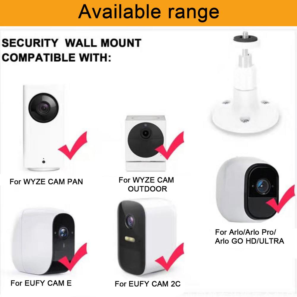 Support mural réglable pour ARLO GO HD/ARLO PRO/ARLO ULTRA/WYZE CAM PAN/EUFY CAM E/2, support de montage pour caméra domestique, extérieur et intérieur