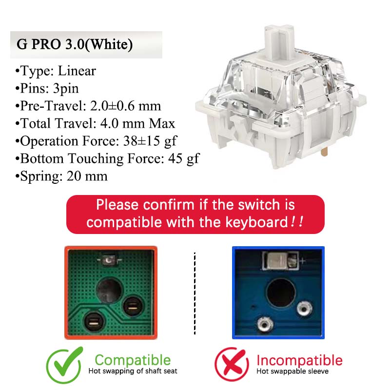 GATERON G Pro V3 3.0 Pro Switch 3pin for Mechanical Keyboard Pre Lubed RGB Linear Tactile White Yellow Red Silver Brown MX Axis: Navy Blue / Brown Switch