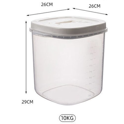 Transparent Rice Bucket Insect-proof Moisture-proof Sealed Flour Storage Containers Kitchen Grains Pet Dog Food Storage Box: 10KG