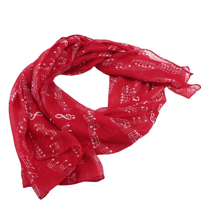 Speciale prijs dames muzieknoot chiffon halssjaal sjaal sjaals lange schoonheid dames sjaal zwart/wit/khaki: Rood
