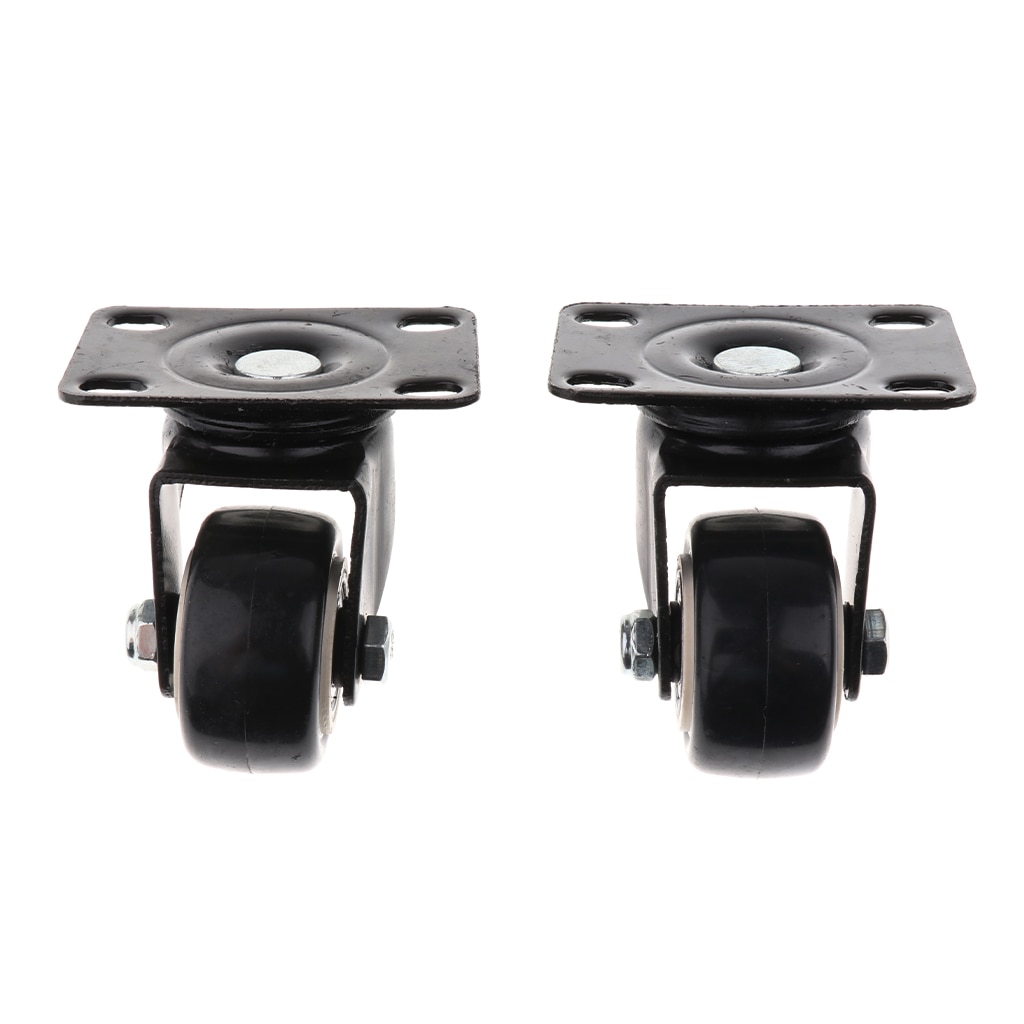 Juego de ruedas giratorias pequeñas de PVC, 40mm, negro, 4 unidades