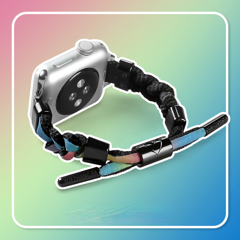 Nylonvevd rem til apple watch-reim sports 45mm 41mm 40mm 38mm løkke fargeblokkerende armbånd til iwatch 8 7 6 5 se klokkereim