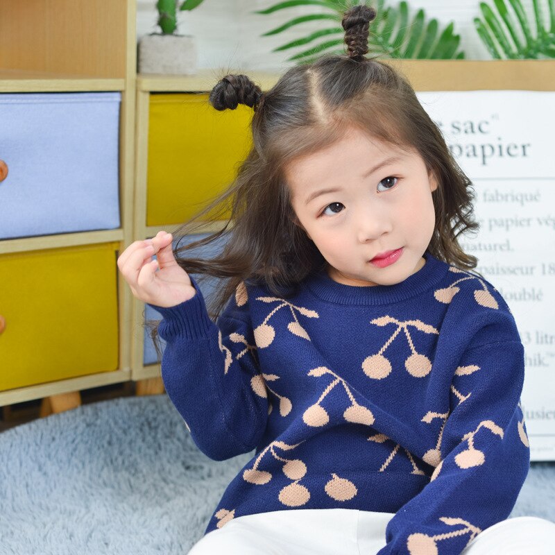 BP Style cerise modèle rose et bleu pull haut pour bébé fille enfants cerise tricoté pull chemise