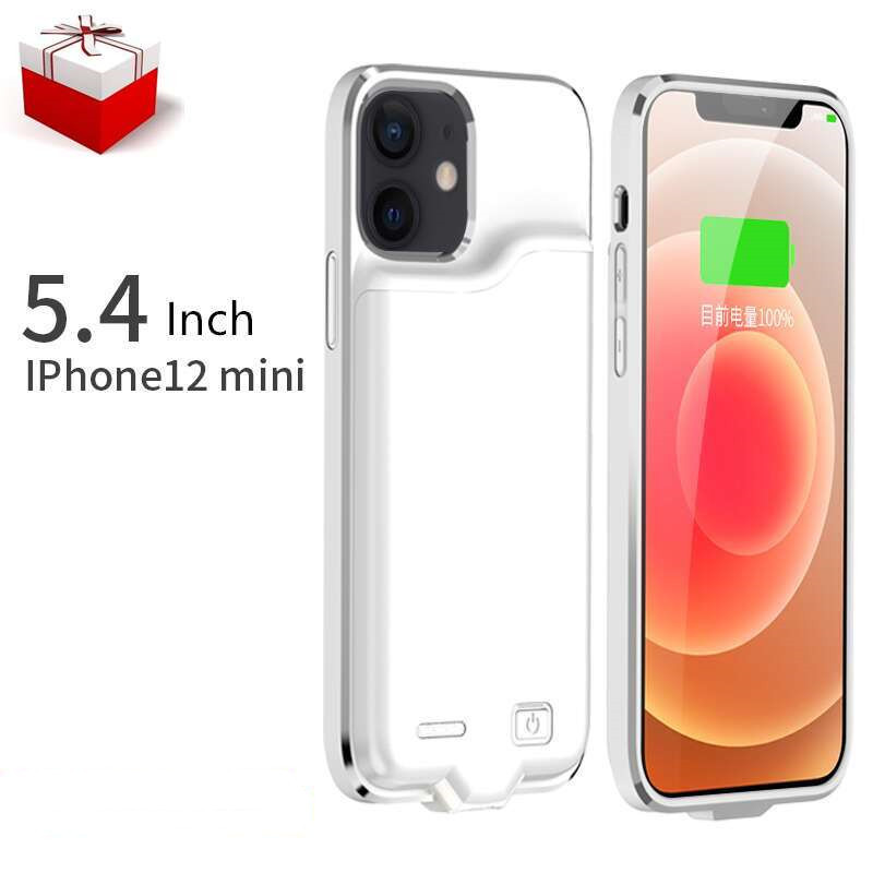 Funda con cargador de batería para iphone 12 Pro, carcasa fina con cargador inteligente, funda con batería para iphone 12 Mini 12 Pro Max: white-12mini
