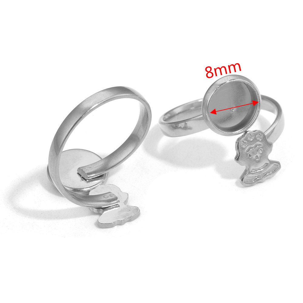 10 stks Verstelbare Blank Ring Base Fit Dia 8mm Leuke Ring Instelling Voor Glas Cabochons Bezels Cameo Lade Diy Sieraden Maken Ring: GRIJS