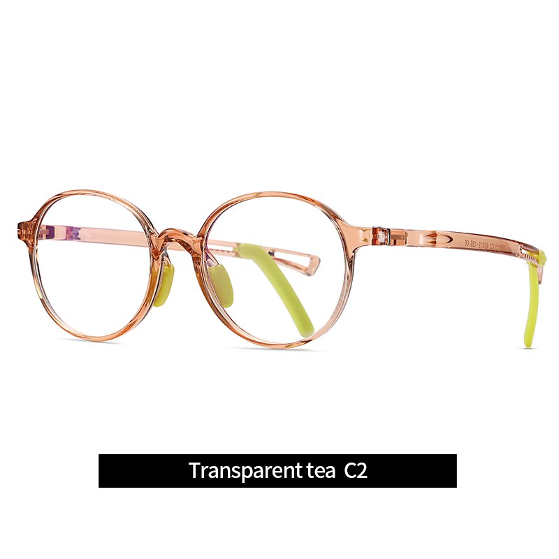 Round Anti Blue Light Kids Glasses Children Boy Computer Optical Frame Reflective Blocking Eyeglass Girls UV400 Filter TR90: Tea