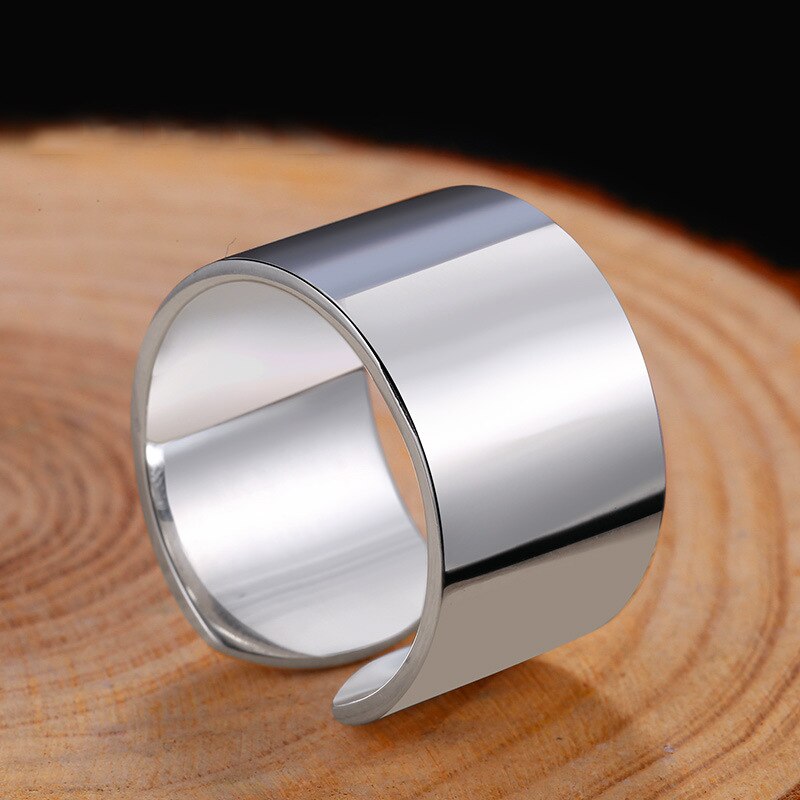 süße Stil Silber Farbe Große Glatte Ringe Für Frauen Engagement Schmuck Mädchen Einstellbare Größe Finger Ringe