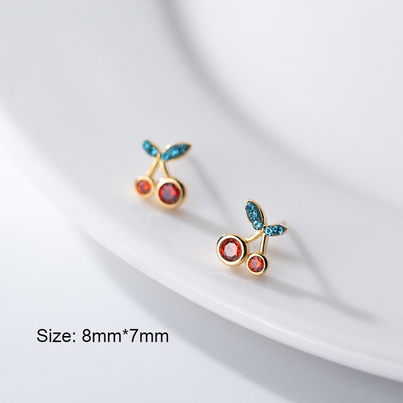 925 Sterling Silver Dainty Zircon Music Note Treble Clef Stud Earrings for Women Girls Music Lovers E0071: Cherry-gold