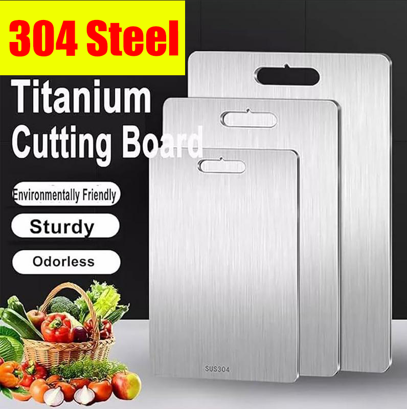 Titanium snijplanken voor keuken Roestvrij plank 304 staal Verdikt dubbelzijdig Food Grade Draagbaar fruitvlees hakken