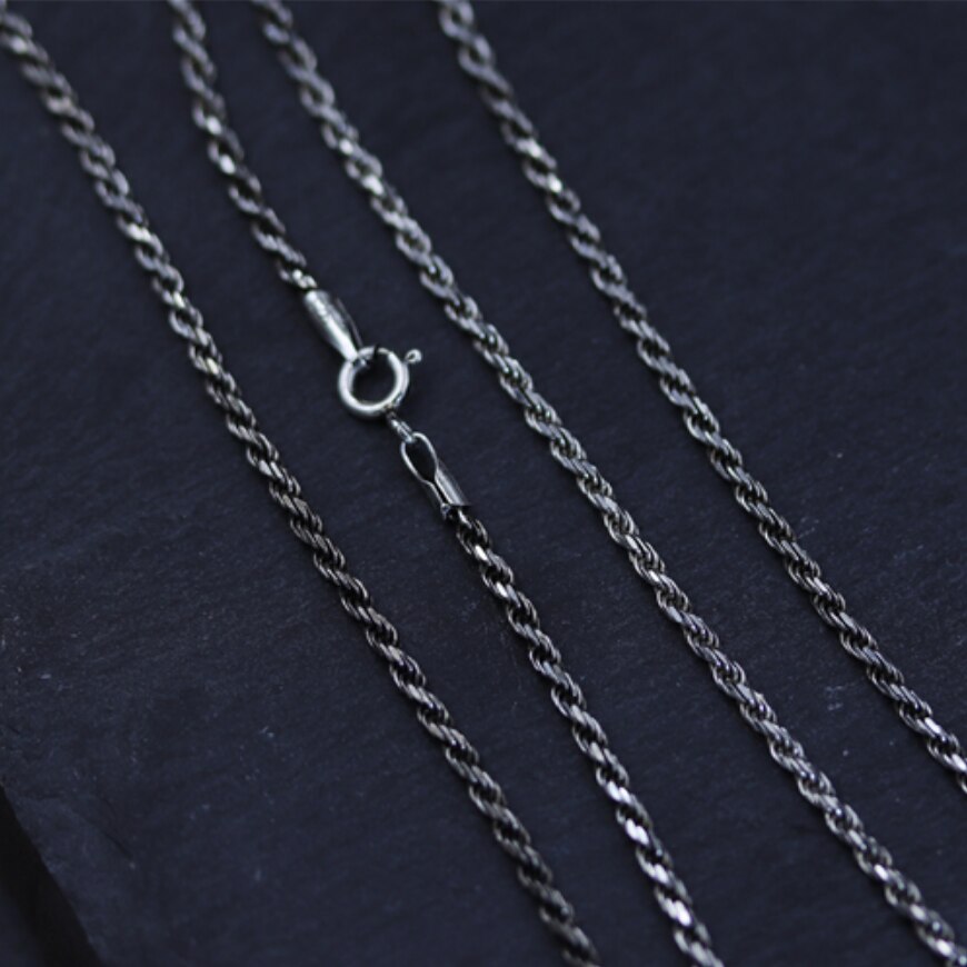 Collares clásicos de plata tailandesa para hombre y mujer, cadena larga de plata de ley S925, cuerda cruzada, joyería, 2mm de grosor