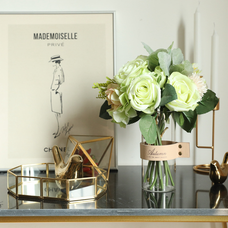 Kyunovia kunstige rosa blomster brudepikebukett gjør-det-selv bryllupsblomster silkehortensia bryllup dekorativ brudebukett  by32