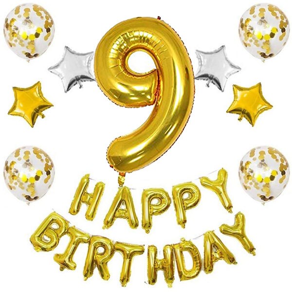 1st Birthday Boy Decoration Set,Number 1 Mylar Balloons Baby First Birthday Decoration with Happy Birthday Banner, Birthday Gold: 9