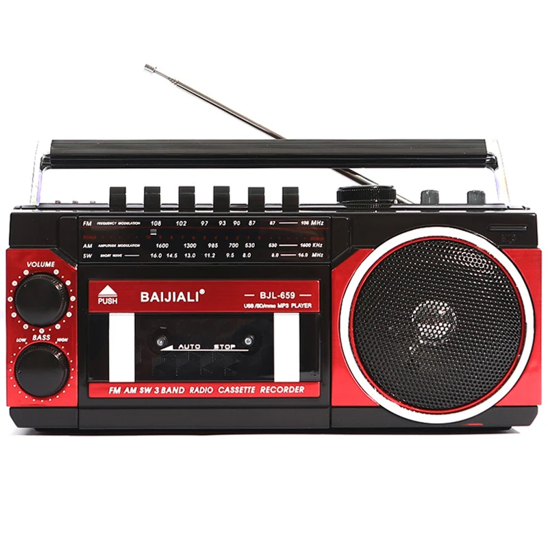 Draagbare Vintage Retro USB AM/FM/SW Multiband Radio Stereo Draadloze Bluetooth Boombox Mp3 Audio Cassette Speler Recorder
