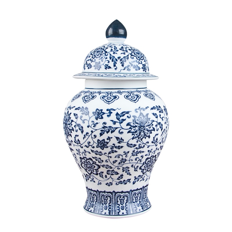 Jingdezhen antikke porselen blå og hvite generelle tankbokser tekrukke oppbevaringstanker