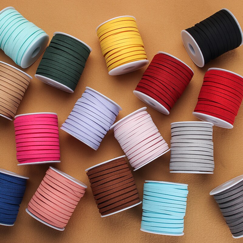 5MM 5yards Flat Faux Suede Braided Cord Leather Korean Velvet Leather Belt for Jewelry Making Diy Handmade Bracelet