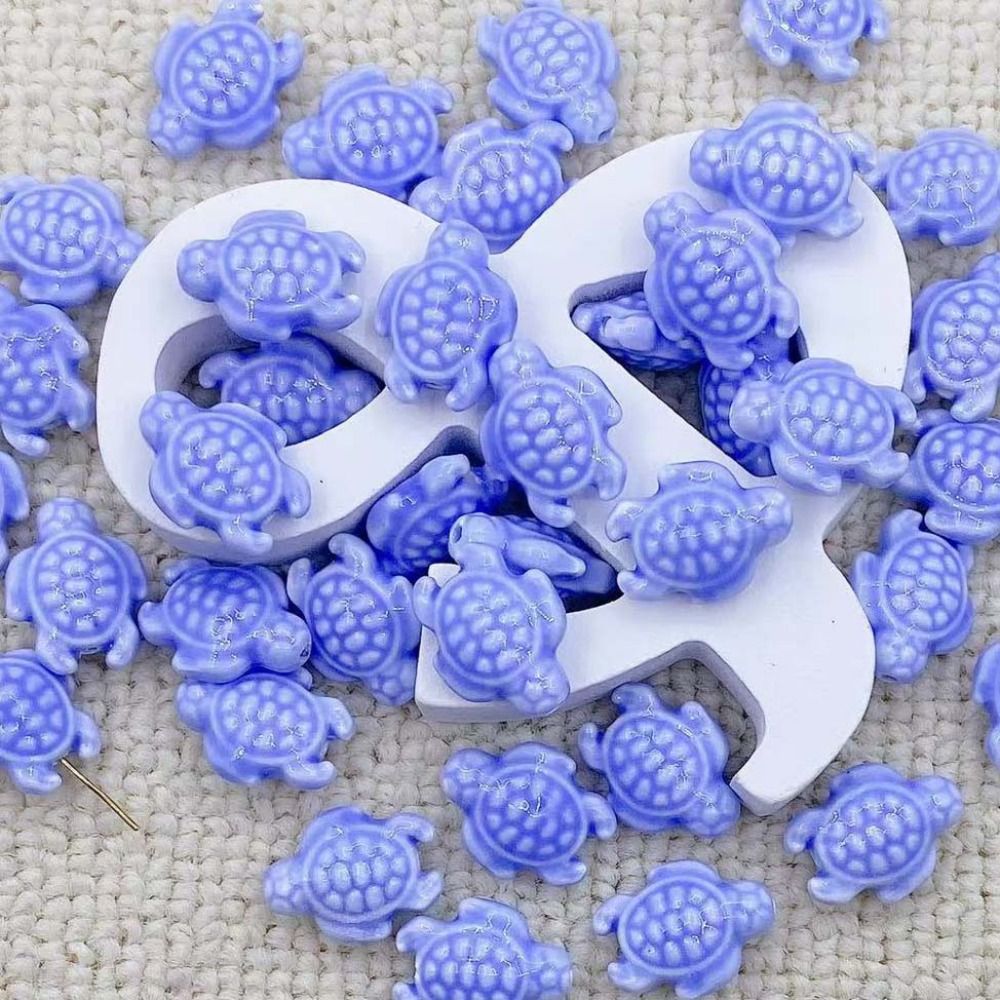 Cuentas de tortuga marina hechas a mano, 10 piezas, espaciador de cerámica de , cuentas sueltas, Kit DE FABRICACIÓN de pulseras 3D: YELLOW